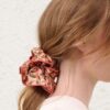 Printed Silk Scrunchie Pink Paisley Floral Online Printed Silk Scrunchie Pink Paisley Floral Online
