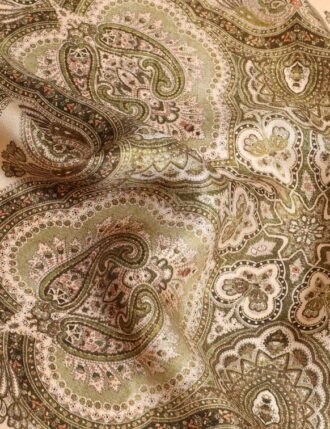 Printed Silk Square 55 Olive Perla Paisley Online