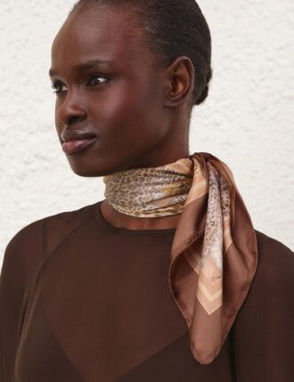 Printed Silk Square 70 Latte Leopard Online