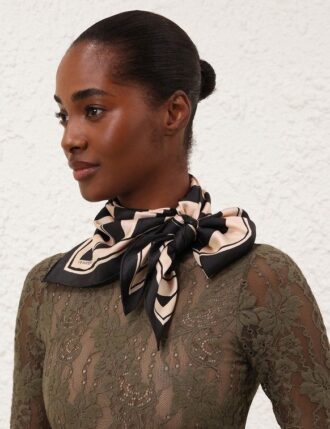 Printed Silk Square 90 Black Stripe Online