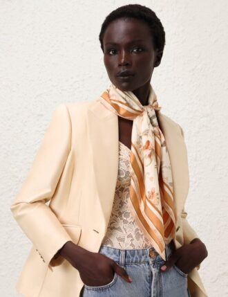 Printed Silk Square 90 Cream Songbird Online