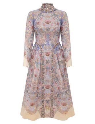 Rebellion Beaded Midi Dress Blue Floral Online
