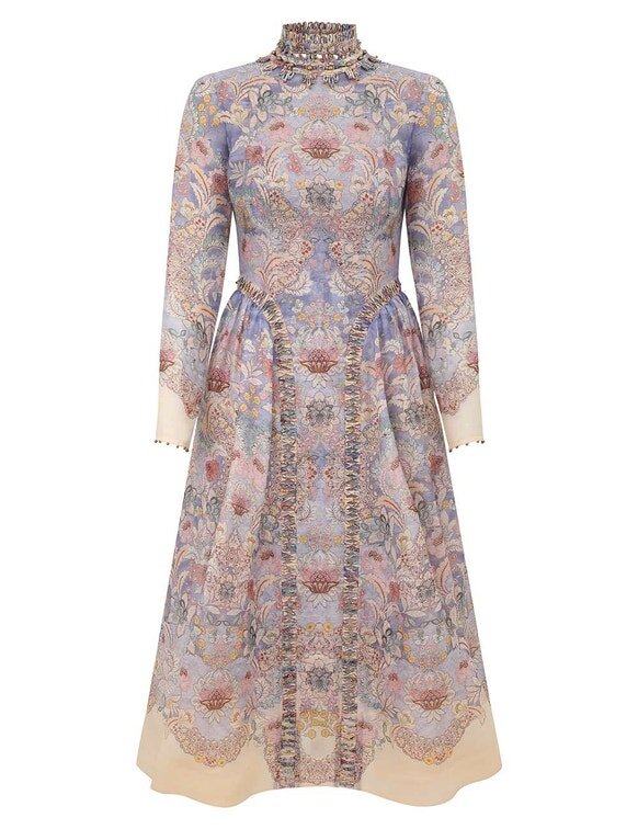 Rebellion Beaded Midi Dress Blue Floral Online Rebellion Beaded Midi Dress Blue Floral Online