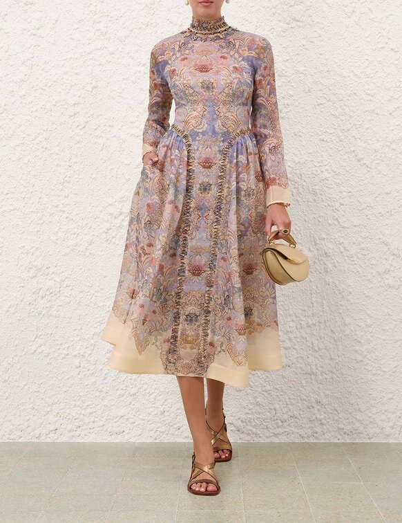 Rebellion Beaded Midi Dress Blue Floral Online Rebellion Beaded Midi Dress Blue Floral Online