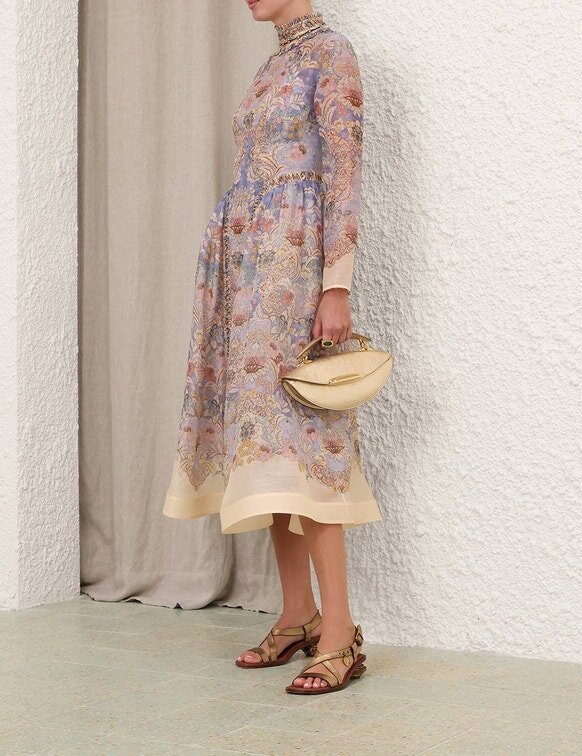 Rebellion Beaded Midi Dress Blue Floral Online Rebellion Beaded Midi Dress Blue Floral Online