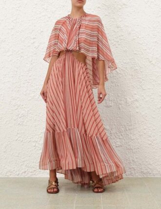 Rebellion Bohemian Maxi Dress Red Stripe Online