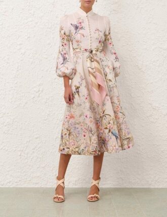 Rebellion Button Midi Dress Cream Aviary Online