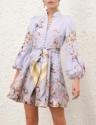 Rebellion Button Mini Dress Blue Aviary Online