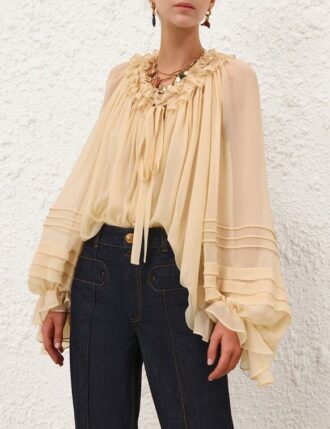 Rebellion Corded Blouse Cream Online