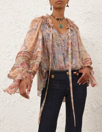 Rebellion Corded Blouse Spliced Floral Online