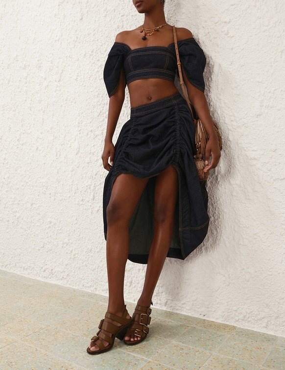 Rebellion Denim Midi Skirt Night Sky Online Rebellion Denim Midi Skirt Night Sky Online