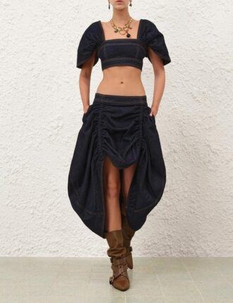 Rebellion Denim Midi Skirt Night Sky Online