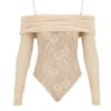 Rebellion Draped Bodysuit Cream Online