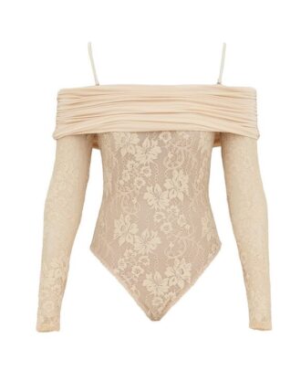 Rebellion Draped Bodysuit Cream Online