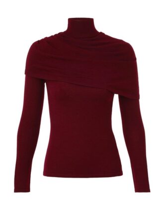 Rebellion Draped Merino Top Burgundy Online