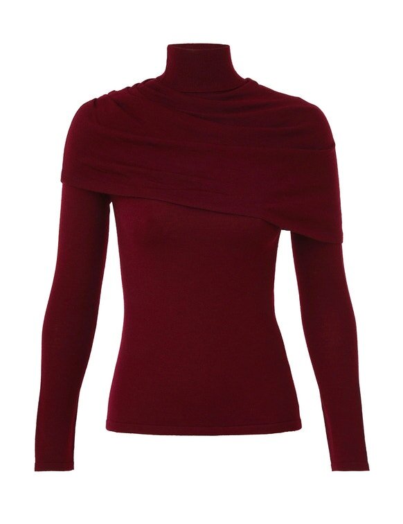 Rebellion Draped Merino Top Burgundy Online Rebellion Draped Merino Top Burgundy Online