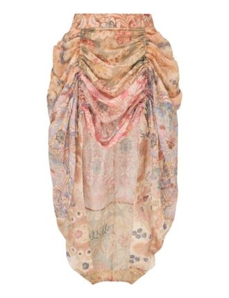 Rebellion Draped Midi Skirt Spliced Floral Online