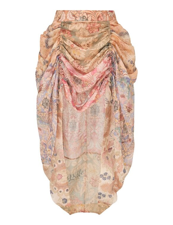 Rebellion Draped Midi Skirt Spliced Floral Online Rebellion Draped Midi Skirt Spliced Floral Online