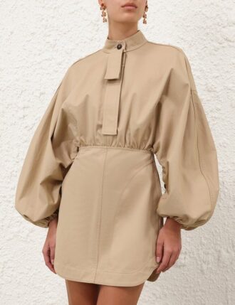 Rebellion Drawn Mini Dress Beige Online