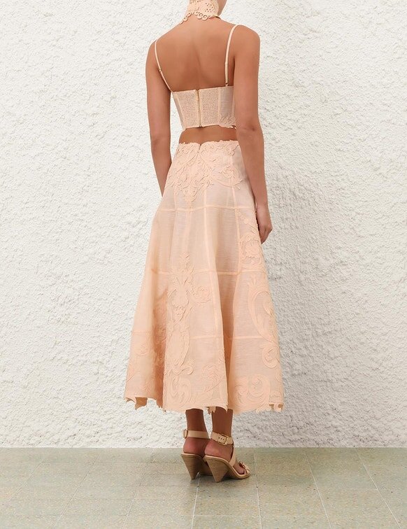 Rebellion Filigree Midi Skirt Peach Online Rebellion Filigree Midi Skirt Peach Online