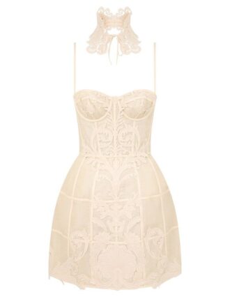 Rebellion Filigree Mini Dress Cream Online