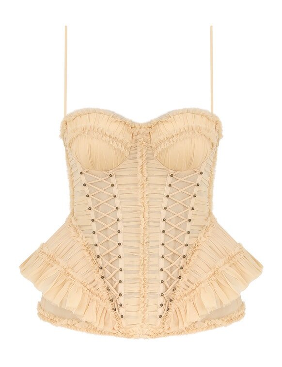 Rebellion Frayed Corset Cream Online Rebellion Frayed Corset Cream Online
