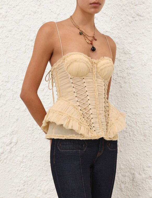 Rebellion Frayed Corset Cream Online Rebellion Frayed Corset Cream Online