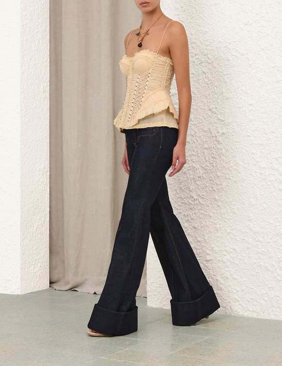 Rebellion Frayed Corset Cream Online Rebellion Frayed Corset Cream Online