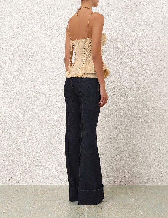 Rebellion Frayed Corset Cream Online Rebellion Frayed Corset Cream Online