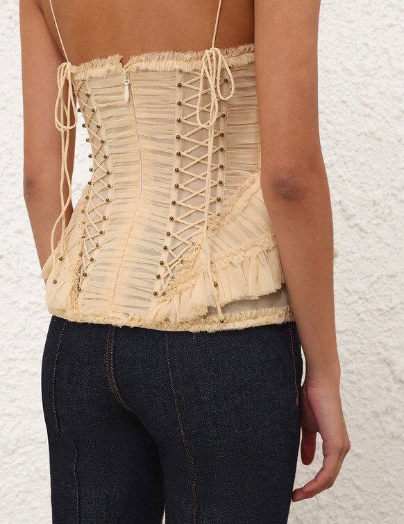 Rebellion Frayed Corset Cream Online Rebellion Frayed Corset Cream Online