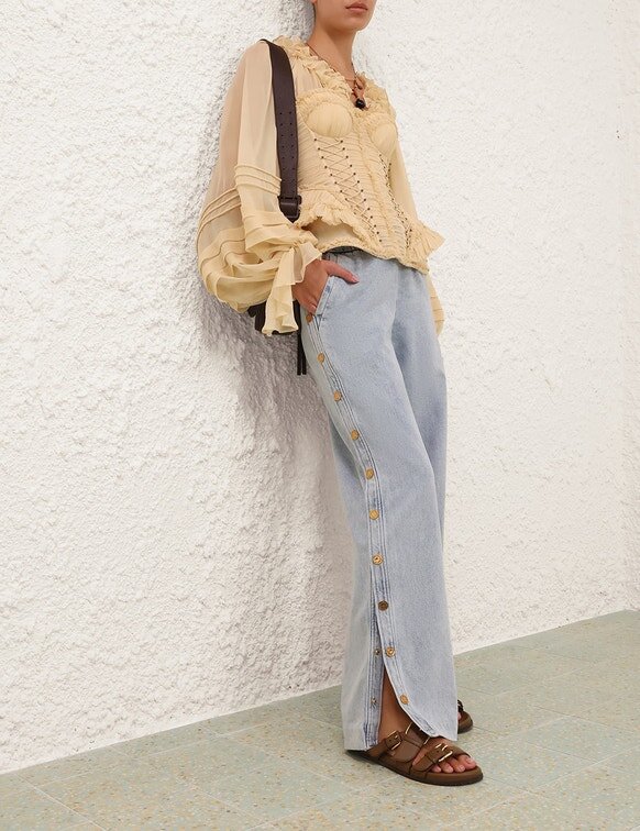 Rebellion Frayed Corset Cream Online Rebellion Frayed Corset Cream Online