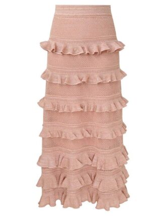 Rebellion Frill Midi Skirt Metallic Rose Gold Online