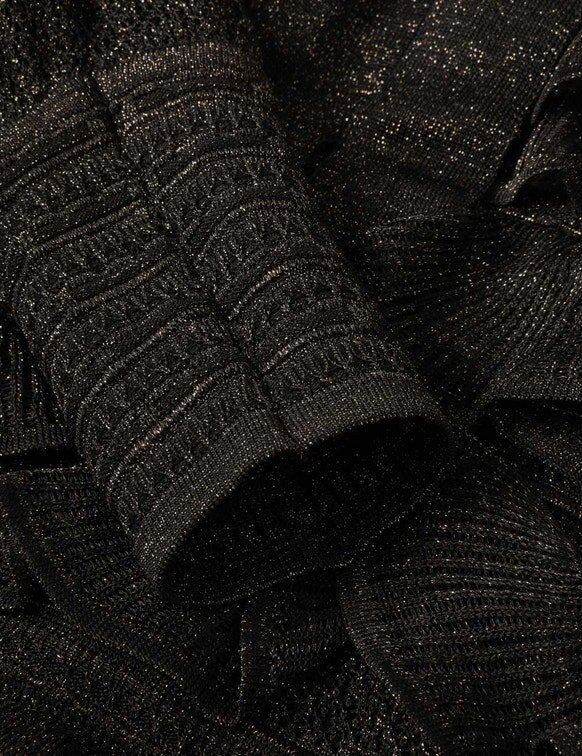 Rebellion Frill Tie Neck Top Metallic Black Online Rebellion Frill Tie Neck Top Metallic Black Online