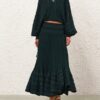 Rebellion Gathered Midi Skirt Teal Online