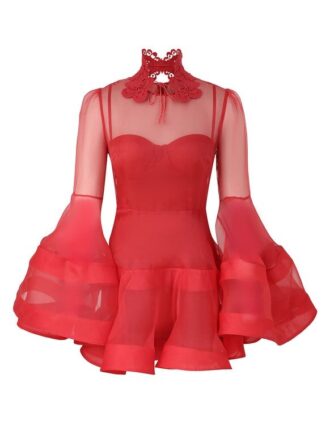 Rebellion Lantern Mini Dress Red Online