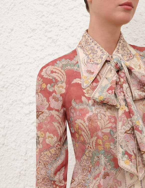 Rebellion Pussybow Shirt Rust Floral Online Rebellion Pussybow Shirt Rust Floral Online