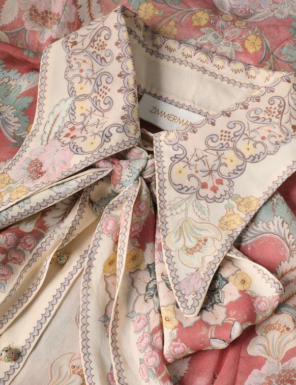 Rebellion Pussybow Shirt Rust Floral Online Rebellion Pussybow Shirt Rust Floral Online