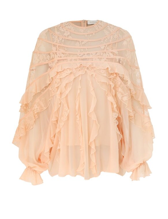 Rebellion Splice Billow Blouse Peach Online Rebellion Splice Billow Blouse Peach Online