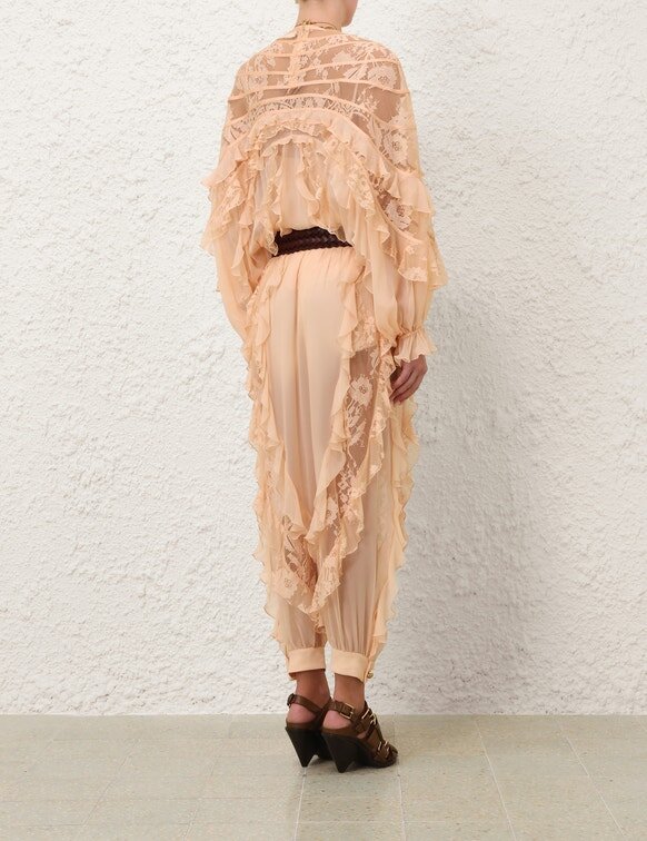 Rebellion Splice Billow Blouse Peach Online Rebellion Splice Billow Blouse Peach Online