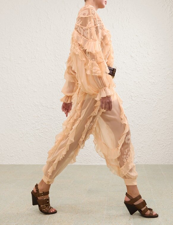 Rebellion Splice Billow Blouse Peach Online Rebellion Splice Billow Blouse Peach Online