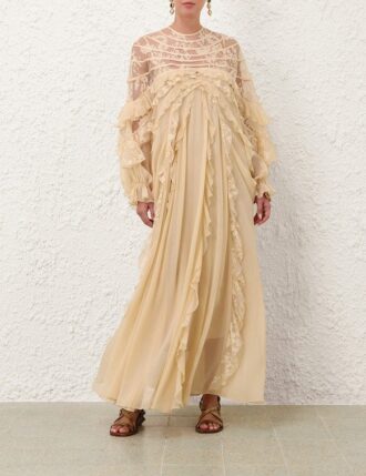 Rebellion Splice Billow Dress Cream Online