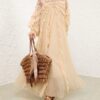 Rebellion Splice Billow Dress Cream Online