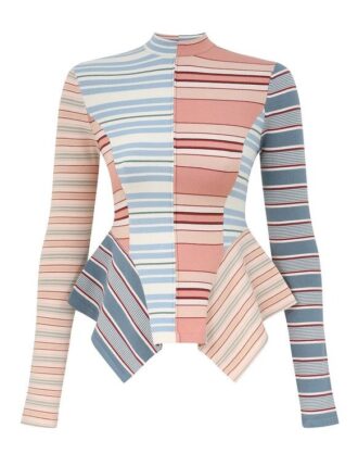Rebellion Spliced Stripe Top Multi Stripe Online