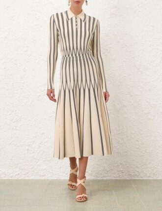 Rebellion Striped Midi Skirt Cream Stripe Online