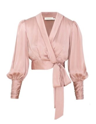 Silk Wrap Top Dusty Rose Online