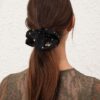 Studded Silk Scrunchie Black Online Studded Silk Scrunchie Black Online