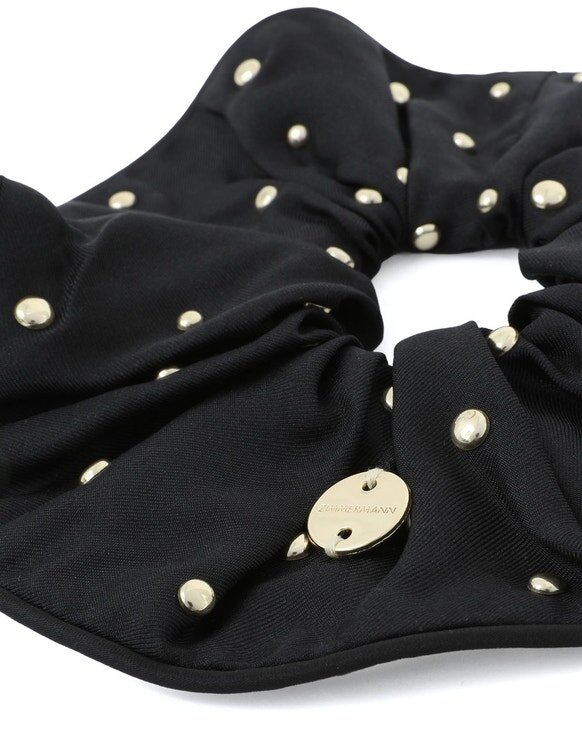 Studded Silk Scrunchie Black Online Studded Silk Scrunchie Black Online