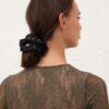 Studded Silk Scrunchie Black Online Studded Silk Scrunchie Black Online