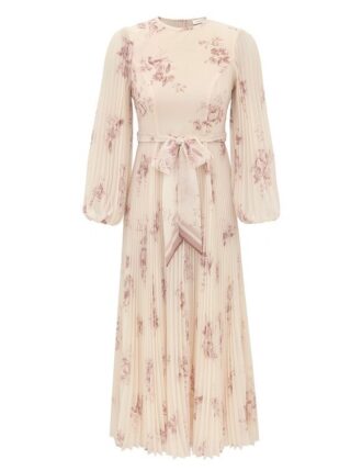Sunray Long Sleeve Dress Cream Floral Online
