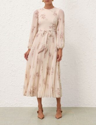 Sunray Long Sleeve Dress Cream Floral Online